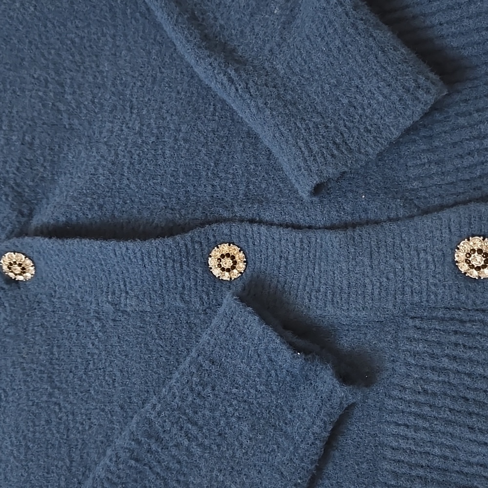 🌟Cozy Teal Button-Up Sweater Cardigan - Picture 3 of 3
